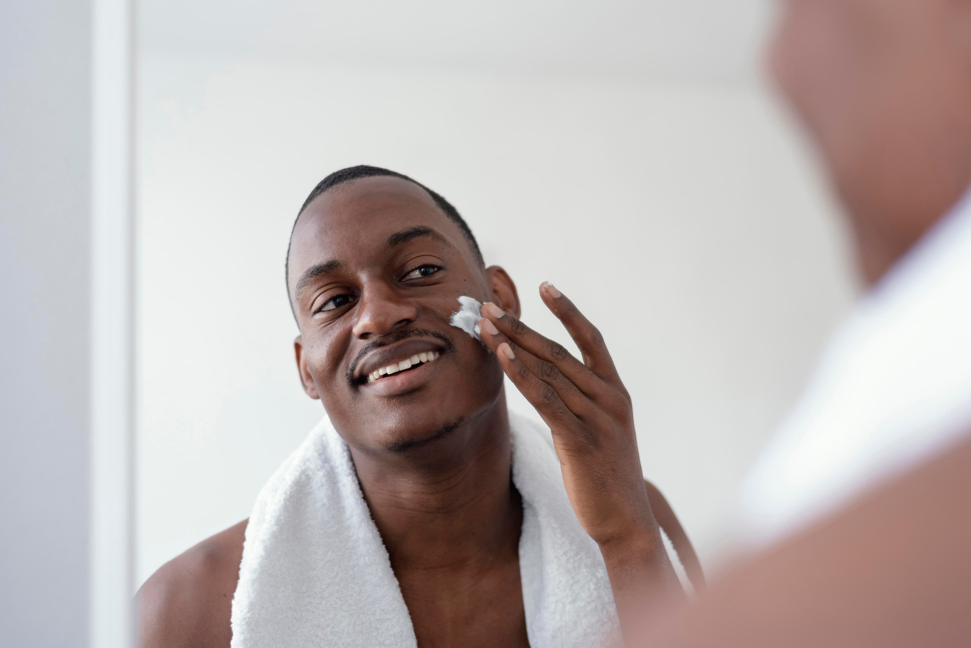 Man using skincare
